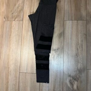 Gray and Black Onzie Leggings with Mesh Detail